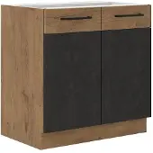 Bigbuy ROCK onderbouwmeubel - Melamine met lancelot eiken en matera grijs decor - 1 deur - L80 x H82 cm