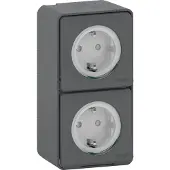 Schneider Electric Mureva Styl wandcontactdoos 2-voudig verticaal IP55 antraciet