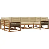 vidaXL Buiten bank set 6 st Natuurlijk en Beige