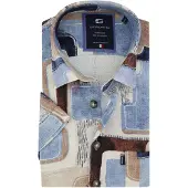 Giordano beige overhemd korte mouwen geprint