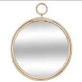 Atmosphera Spiegel/wandspiegel rond D38 cm rotan beige - Spiegels