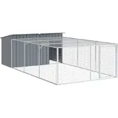 vidaXL Hondenhok met ren antraciet 197x396x110 cm gegalvaniseerd staal