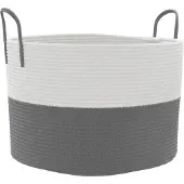 vidaXL Opbergmand Ø 51x33 cm katoen grijs en wit