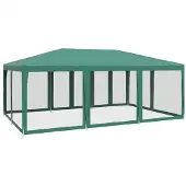 vidaXL Partytent met 10 mesh zijwanden 6x4 m HDPE groen