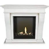 Xaralyn Bio-ethanol haard - Kreta BIU-SWP - wit gepolijst natuursteen - 3 KW verwarming - haardombouw inclusief inbouwhaard - schouw