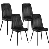 Beliani KIRBY - Eetkamerstoel set van 4 - Zwart - Fluweel