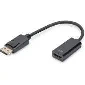 Digitus DB-340400-001-S DisplayPort / HDMI Adapter [1x DisplayPort stekker - 1x HDMI-bus] Zwart Rond, Afgeschermd (dubbel), Afsluitbaar 15.00 cm