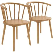 Oviala - Set van 2 beige iepenhouten stoelen - Alban