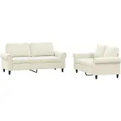vidaXL 2-delige Loungeset met kussens fluweel crèmekleurig