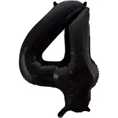 Folat - Folieballon Cijfer 4 Zwart Metallic Mat - 86 cm