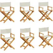 vidaXL Tuinstoelen 6 st inklapbaar stof crèmewit
