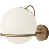 Astep Model 237/1 Model 238/1 Wandlamp 1 Opaline Sphere (20cm Diameter), Champagne Mount