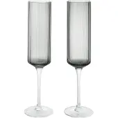 Ferm Living Ripple Champagneglas Pak Van 2 - Champagneglazen Mondgeblazen Glas Smoked Grey - 1104271424