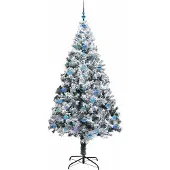 vidaXL Kunstkerstboom met 300 LED Wit 210 cm PVC en Staal en Kunststof