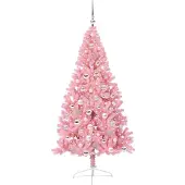 vidaXL Kunststof Voorverlichte Kerstboom met 300 LED Roze 180 cm PVC