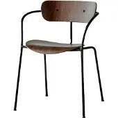 &tradition Pavilion Fauteuil AV2 Lacquered walnut backrest & seat | Black Frame | Black Fittings