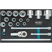 Hazet Dopsleutelset 163-406/20 · 3/4 inch (20 mm) vierkant hol · Buiten-zeskant-profiel · 20-delig · 19 – 60