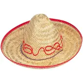 Unique Party Supplies - Kinder sombrero van stro met rode rand