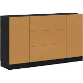 vidaXL Dressoir 3 pcs Zwart Eiken 121 x 30 x 70 cm Bewerkt hout
