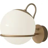 Astep Model 237/1 Model 238/1 Wandlamp 1 Opaline Sphere (14cm Diameter), Champagne Mount