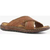 Van Beers leren slippers heren bruin maat 41