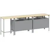 vidaXL Werkbankset 3 st Zwart en Grijs Gepoedercoat staal