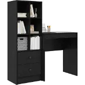 vidaXL Bureau met lade met plank met opslag 2 pcs Zwart Eiken