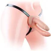 Lovetoy Dubbele holle strapon | voorbind | pegging dildo met harnas - 15 cm
