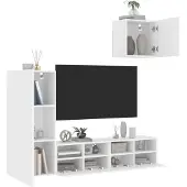 vidaXL 4-delige Tv-meubelset bewerkt hout wit