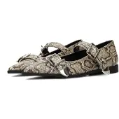 POSH by Poelman Ballerina met riempjes beige / zwart