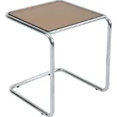 Oviala - Vierkante salontafel L50 cm in metaal en bruin glas - Lewis