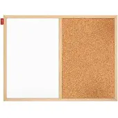 Memobe Duo Bord: Whiteboard & Kurk, 60x40cm, Houten Frame