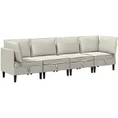 vidaXL Woonkamer Meubelset 4 st Crèmekleurig Fluweel