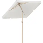 LifeGoods Parasol - Tuin - Balkonparasol - 200x125cm - 30° Kantelbaar - Waterdicht - UPF50+ - Houtkleurige coating - Crème