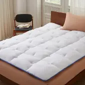 Casabel Matrasoplegger 90 x 190 cm van ademende microvezel met blauwe bies