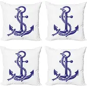 Abakuhaus maritieme sierkussens, kussenhoezen, 4-pack, Modern Accent dubbelzijdige digitale print, 40 x 40 cm, donker lavendel en wit