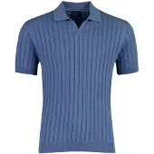 Baileys polo v-hals blauw strepen normale fit