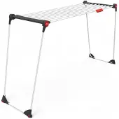 Vileda Uittrekbare wasrek van gelakt staal, 19 meter lang. Met buizen om kreuken te voorkomen en een houder voor sokken. Afmetingen: 117-205 x 57 x 100 cm