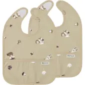 Meyco Slabber Met Opvangbakje Forest Animals Sand 2-pack