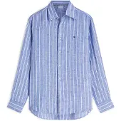 Tommy Hilfiger Overhemd 'Regular Fit Textured Stripe Pure' blauw / wit