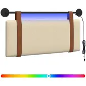 vidaXL Hangend hoofdbord Met LED-verlichting Crèmekleurig Antiek PU