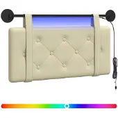 vidaXL Hangend hoofdbord Met LED-verlichting Crèmekleurig Kunstleer