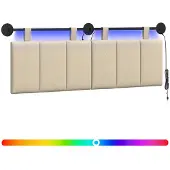 vidaXL Hangend hoofdbord Met LED-verlichting Crèmekleurig Stof