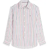 Tommy Hilfiger Overhemd 'Regular Fit Textured Stripe Pure' opaal / kersrood / wit
