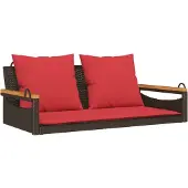 vidaXL Hangstoel met kussen, bruin, 109x62x40 cm, polyrotan