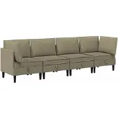 vidaXL Woonkamer Meubelset 4 st Kaki Stof