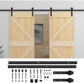vidaXL Schuifdeur 2 st 90 x 210 cm Massief grenenhout Naturel en Zwart