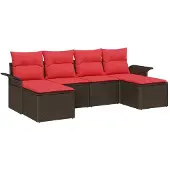 vidaXL Tuinbank Set 6 st Bruin Poly rattan