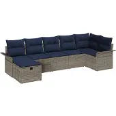 vidaXL Tuinbank Set 7 st Poly rattan