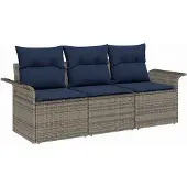 vidaXL Tuinbank Set 3 st Grijs Poly rattan